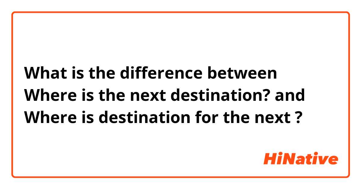 The Destination - Question of the Week is back! What's the best