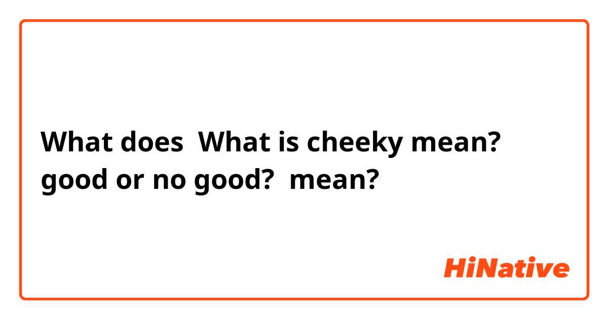 What is the meaning of What is cheeky mean? good or no good?? - Question  about English (US)