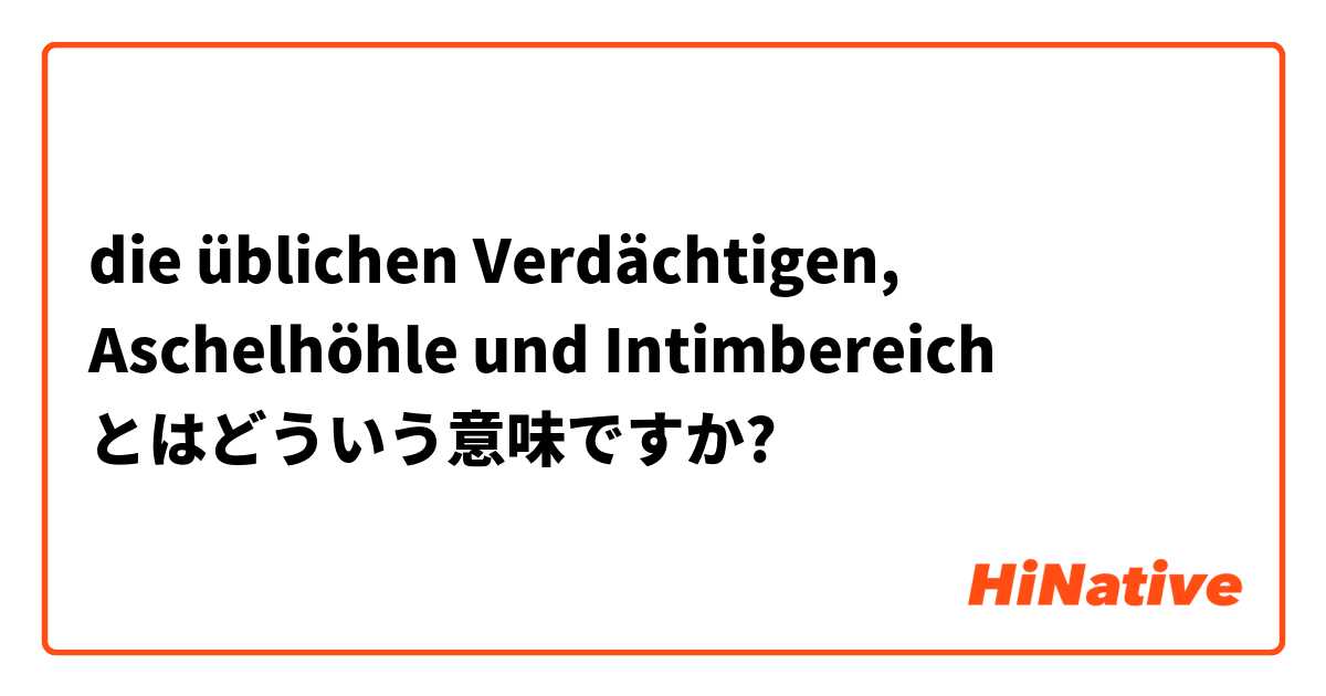 Die Ublichen Verdachtigen Aschelhohle Und Intimbereich とはどういう意味ですか ドイツ語に関する質問 Hinative