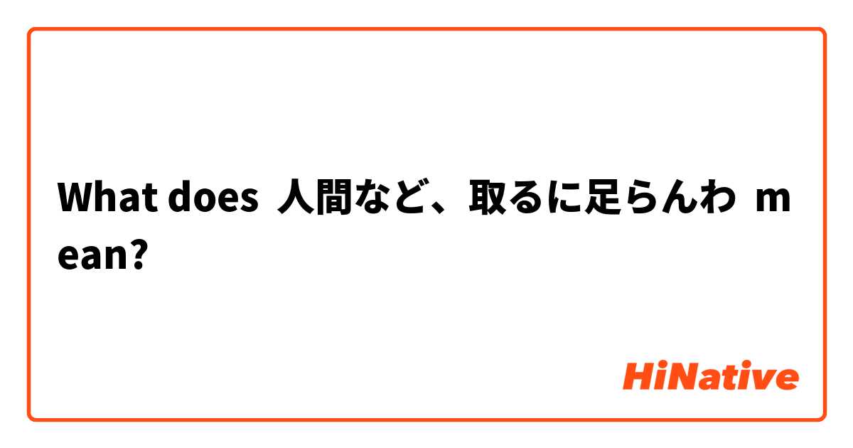 What Is The Meaning Of 人間など 取るに足らんわ Question About Japanese Hinative