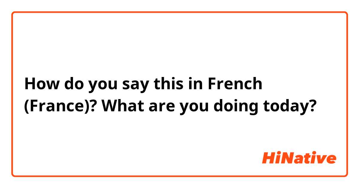Learn French, How to Say What Are you Doing Today in French