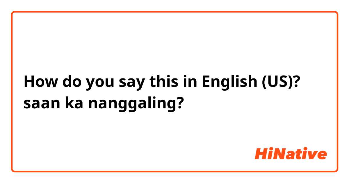 How do you say this in English (US)? saan ka nanggaling?
