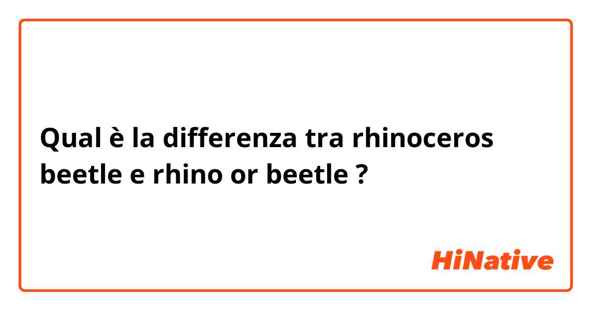 Qual è la differenza tra  rhinoceros beetle  e rhino or beetle ?
