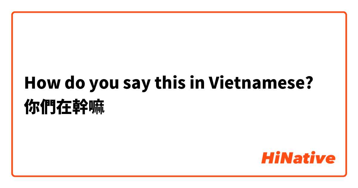 How do you say this in Vietnamese? 你們在幹嘛
