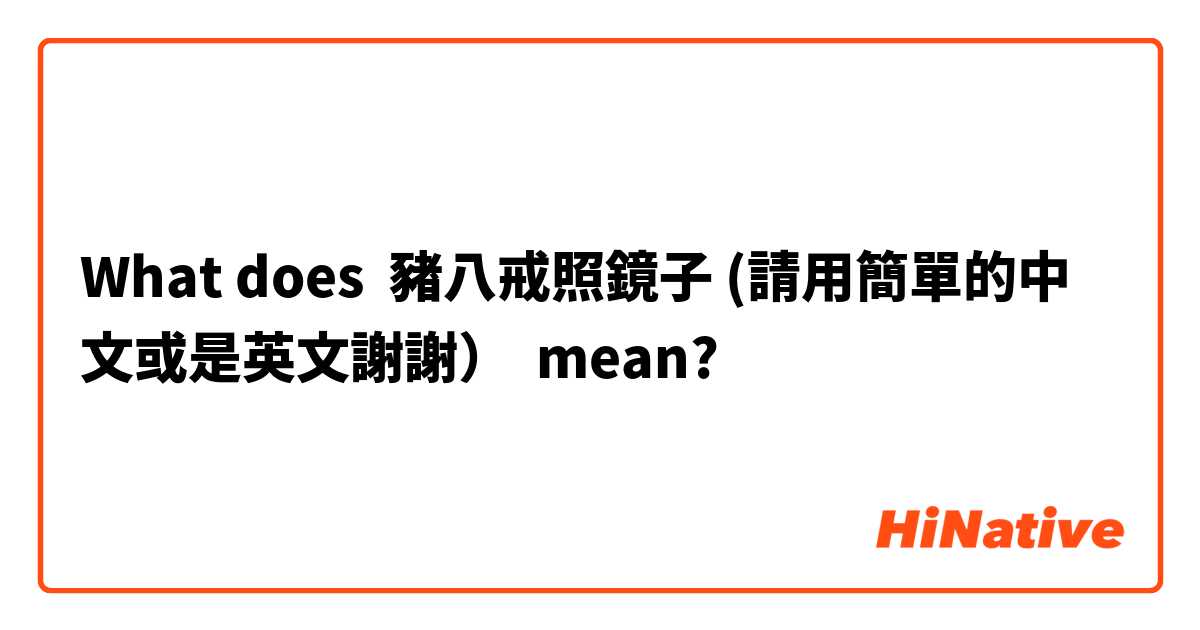 What does 豬八戒照鏡子 (請用簡單的中文或是英文謝謝） mean?