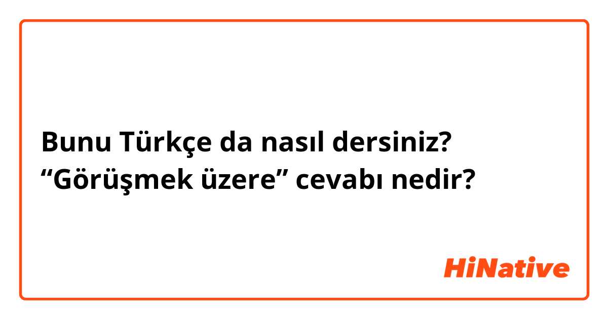 Bunu Türkçe da nasıl dersiniz? “Görüşmek üzere” cevabı nedir?