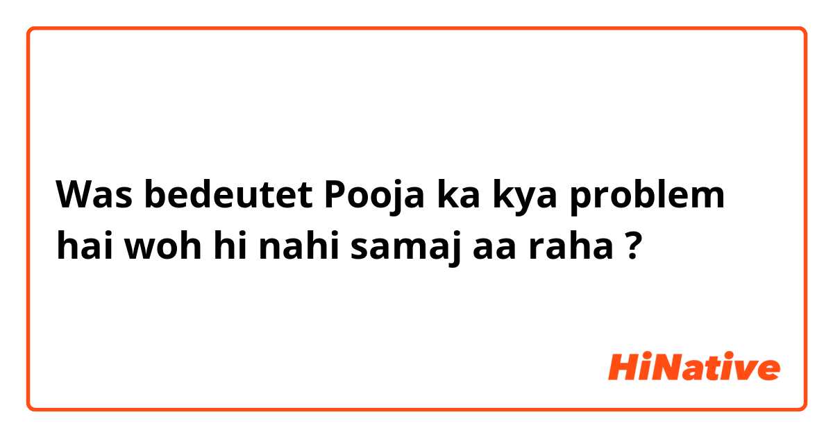 Was bedeutet Pooja ka kya problem hai woh hi nahi samaj aa raha?