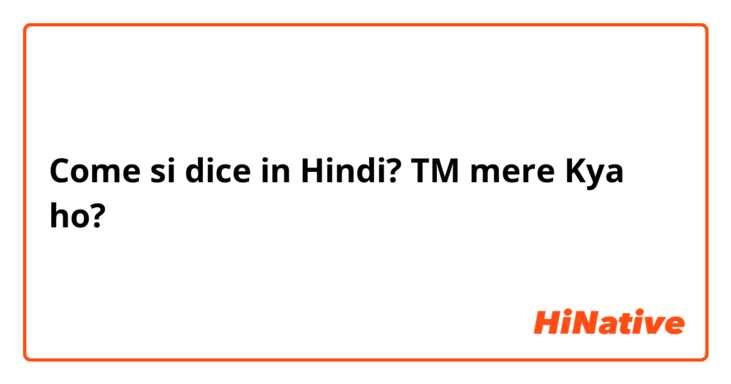 Come si dice in Hindi? TM mere Kya ho?