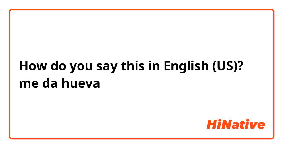 How do you say this in English (US)? me da hueva