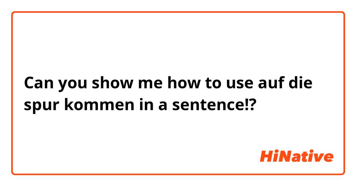 Can you show me how to use auf die spur kommen in a sentence!?