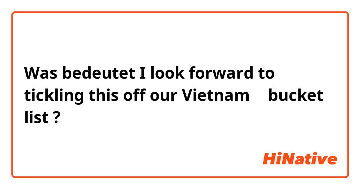 Was bedeutet I look forward to tickling this off our Vietnam 🇻🇳 bucket list 😄?