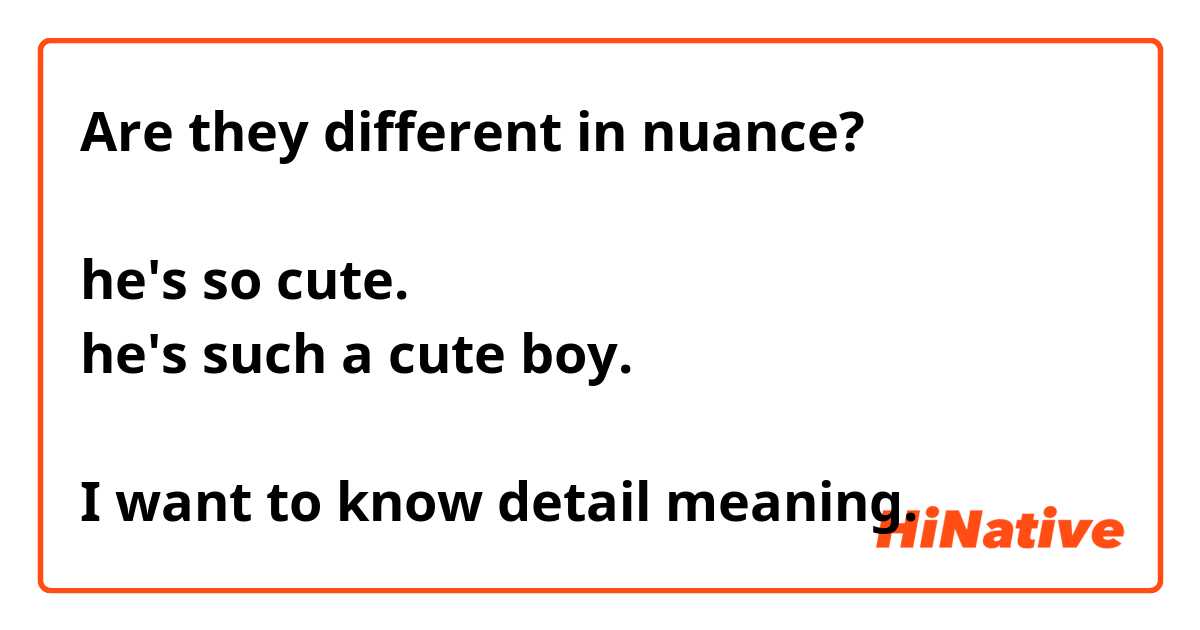 Are they different in nuance? he\'s so cute. he\'s such a cute boy ...