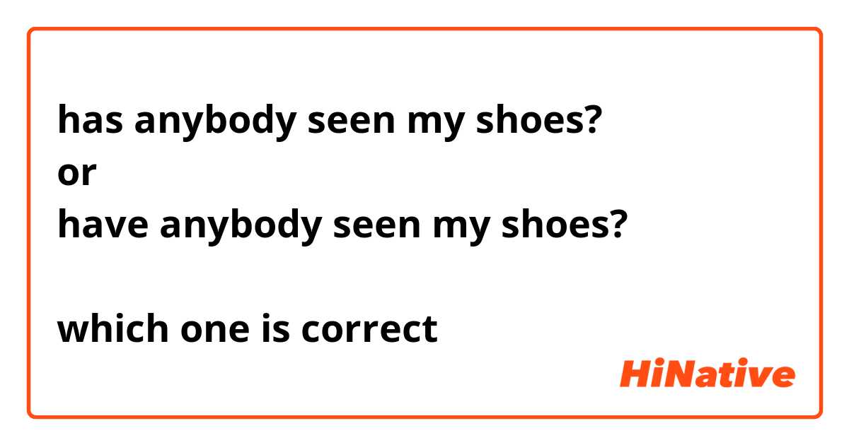 has anybody seen my shoes? or have anybody seen my shoes? which one is  correct | HiNative