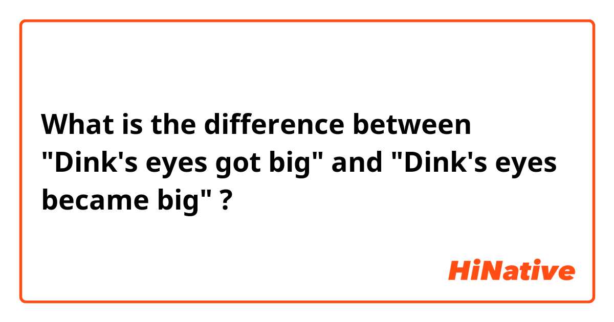 What is the difference between "Dink's eyes got big" and "Dink's eyes became big" ?
