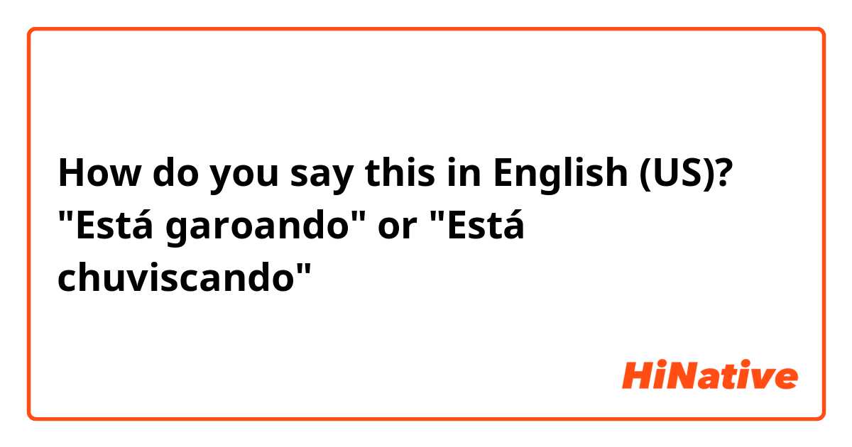 How do you say Está garoando or Está chuviscando in English (US)?