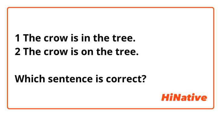 1 The crow is in the tree.
2 The crow is on the tree.

Which sentence is correct?