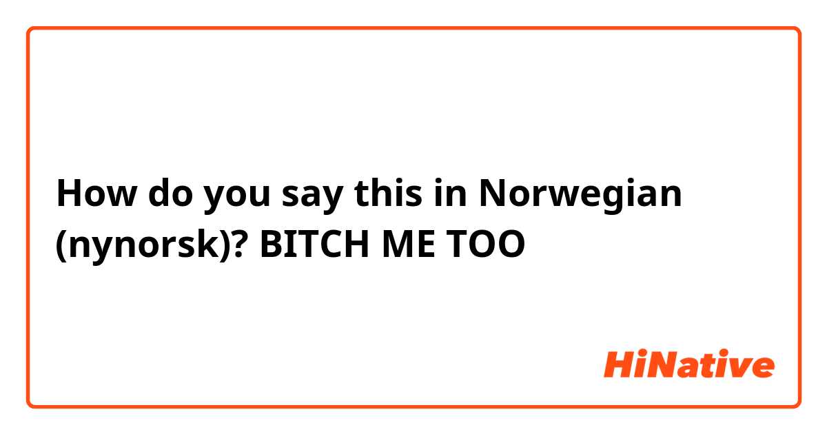 How do you say this in Norwegian (nynorsk)? BITCH ME TOO
