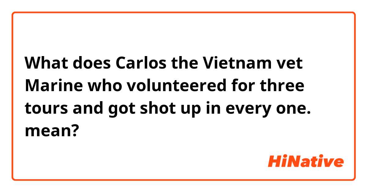 What does Carlos the Vietnam vet Marine who volunteered for three tours and got shot up in every one. mean?