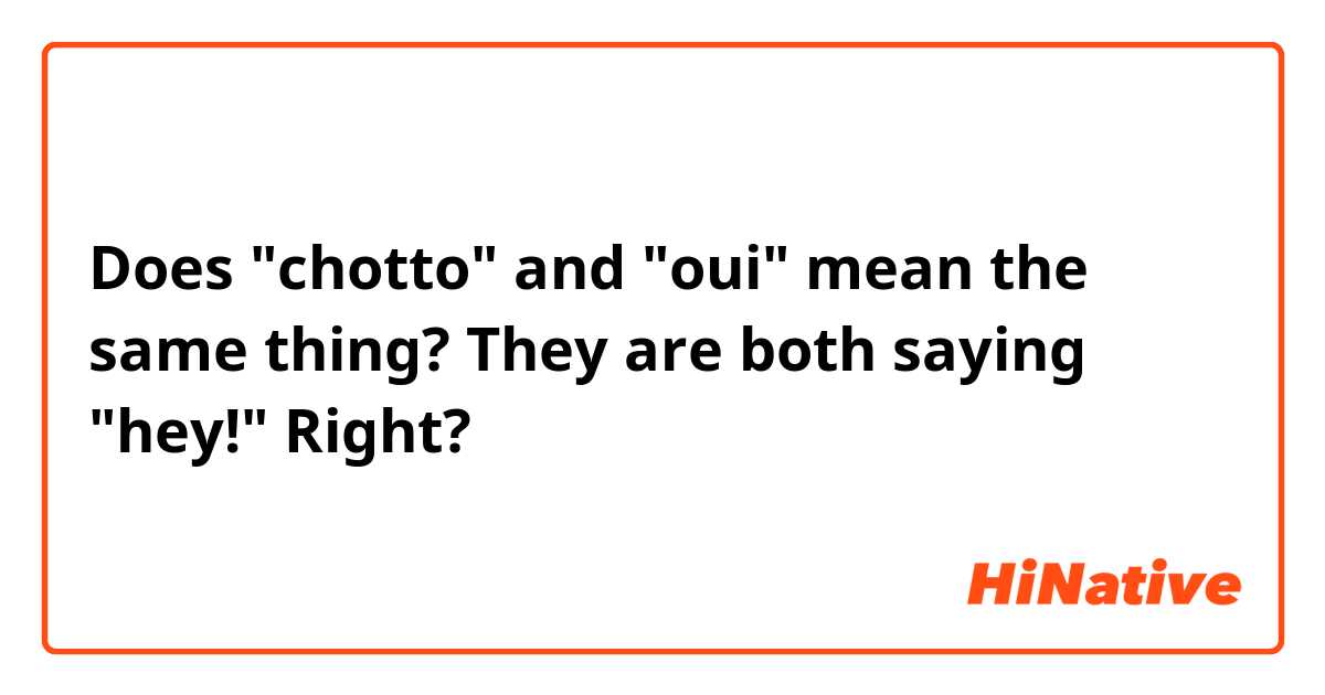 Does "chotto" and "oui" mean the same thing?  They are both saying "hey!" Right?