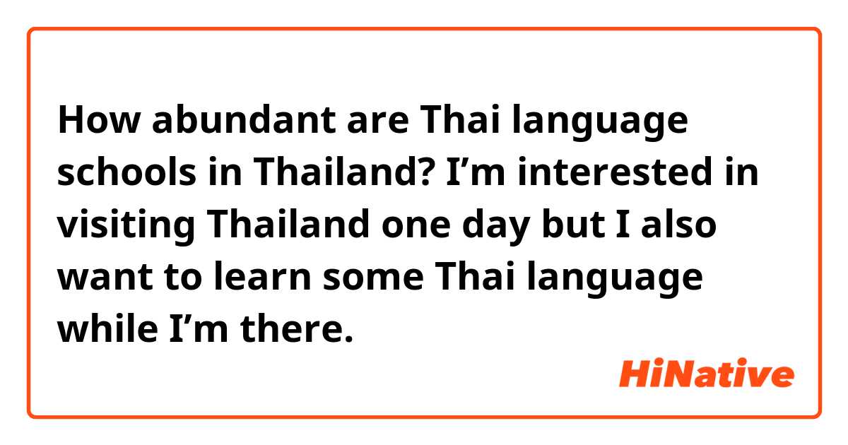 How abundant are Thai language schools in Thailand? I’m interested in visiting Thailand one day but I also want to learn some Thai language while I’m there.