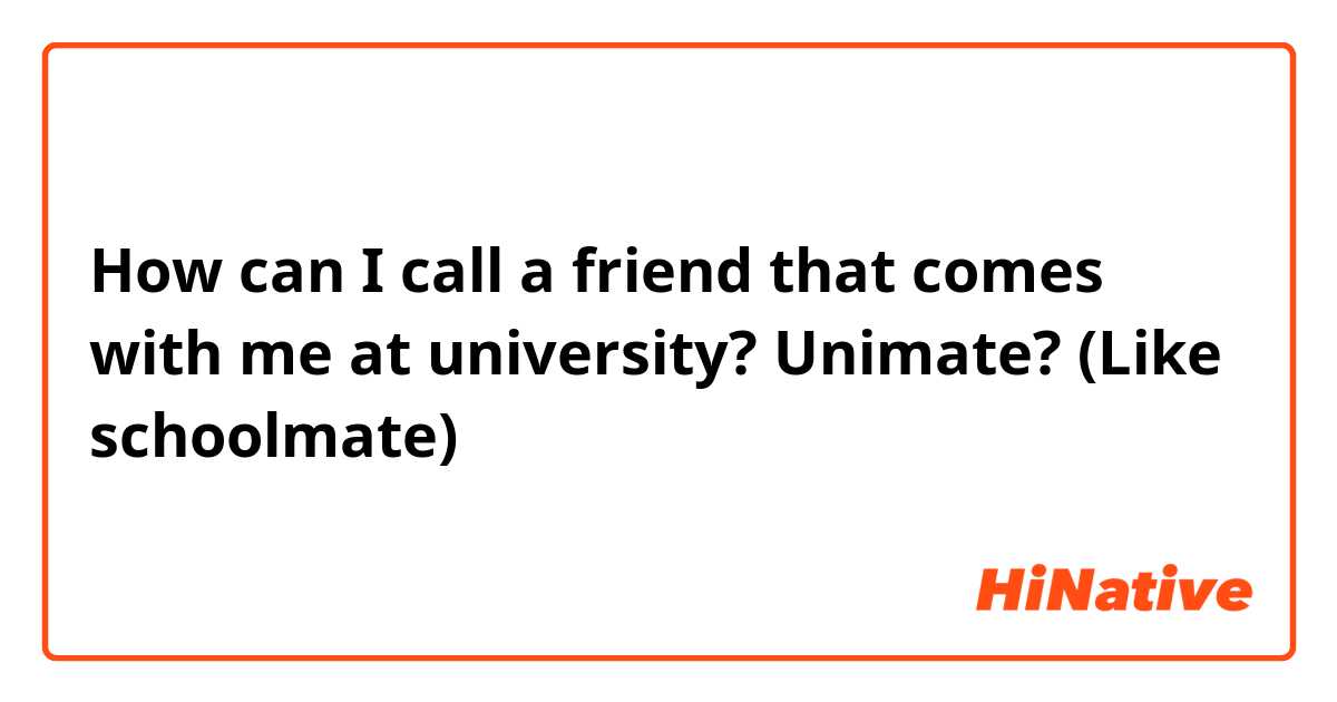 Lastig Oproepen plakboek How can I call a friend that comes with me at university? Unimate? (Like  schoolmate) | HiNative