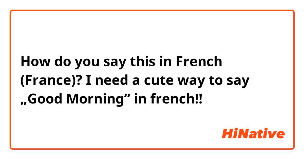 How do you say this in French (France)? I need a cute way to say „Good Morning“ in french!!☺️