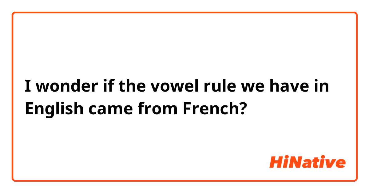 I wonder if the vowel rule we have in English came from French?