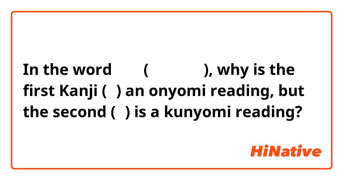 In the word 音読み(おん・よ・み), why is the first Kanji (音) an onyomi reading, but the second (読) is a kunyomi reading?