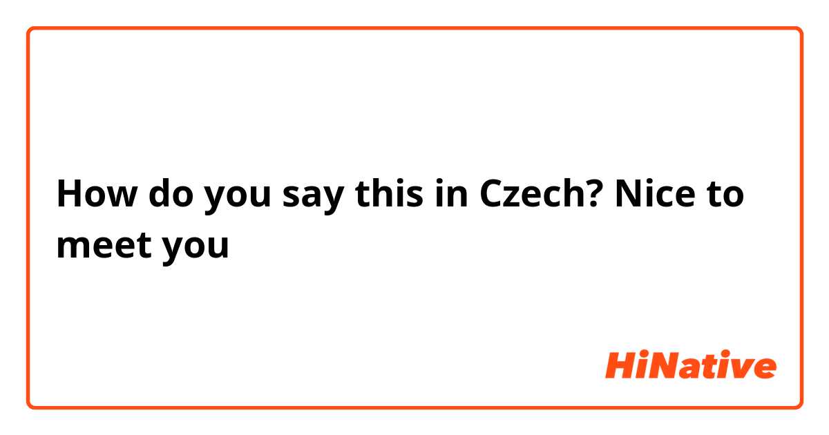 How do you say this in Czech? Nice to meet you