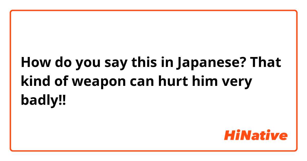 How do you say this in Japanese? That kind of weapon can hurt him very badly!!