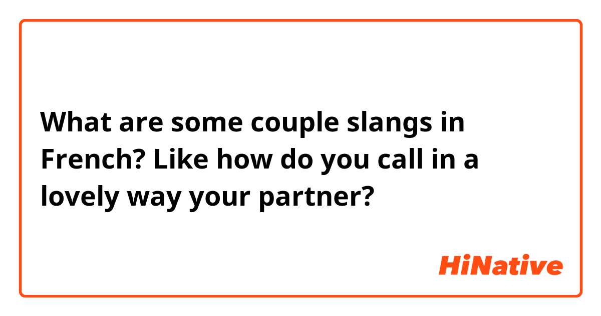 What are some couple slangs in French? Like how do you call in a lovely way your partner?
