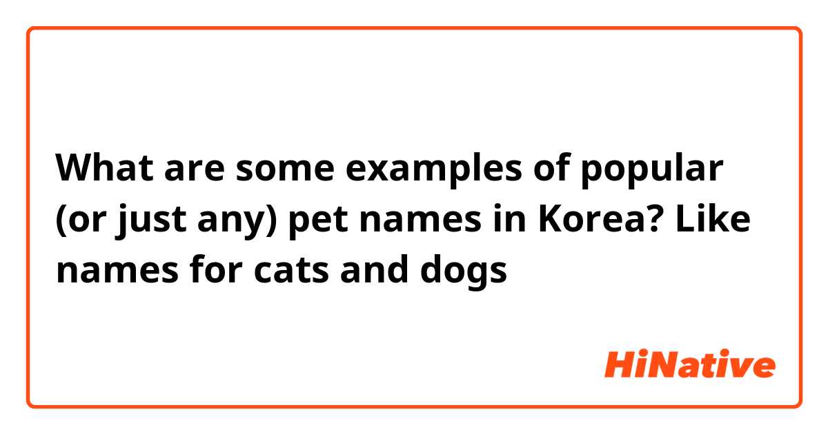 What are some examples of popular (or just any) pet names in Korea? Like names for cats and dogs 