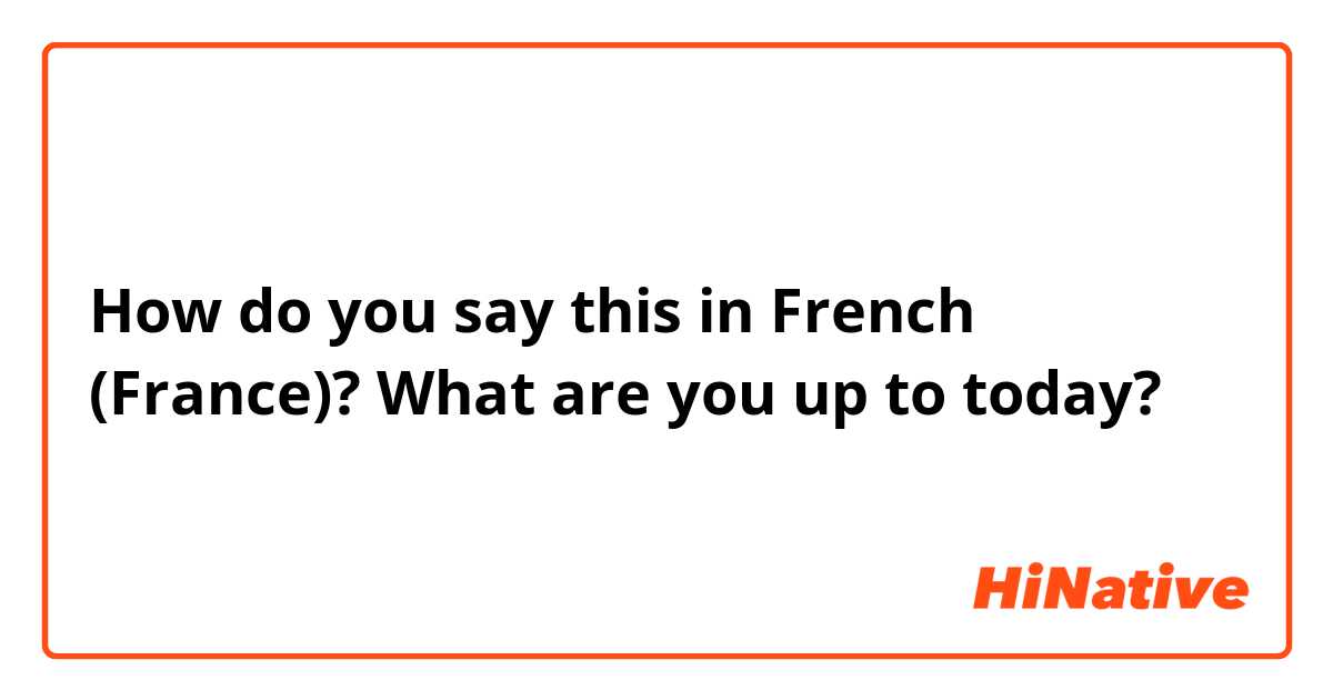 How do you say this in French (France)? What are you up to today?