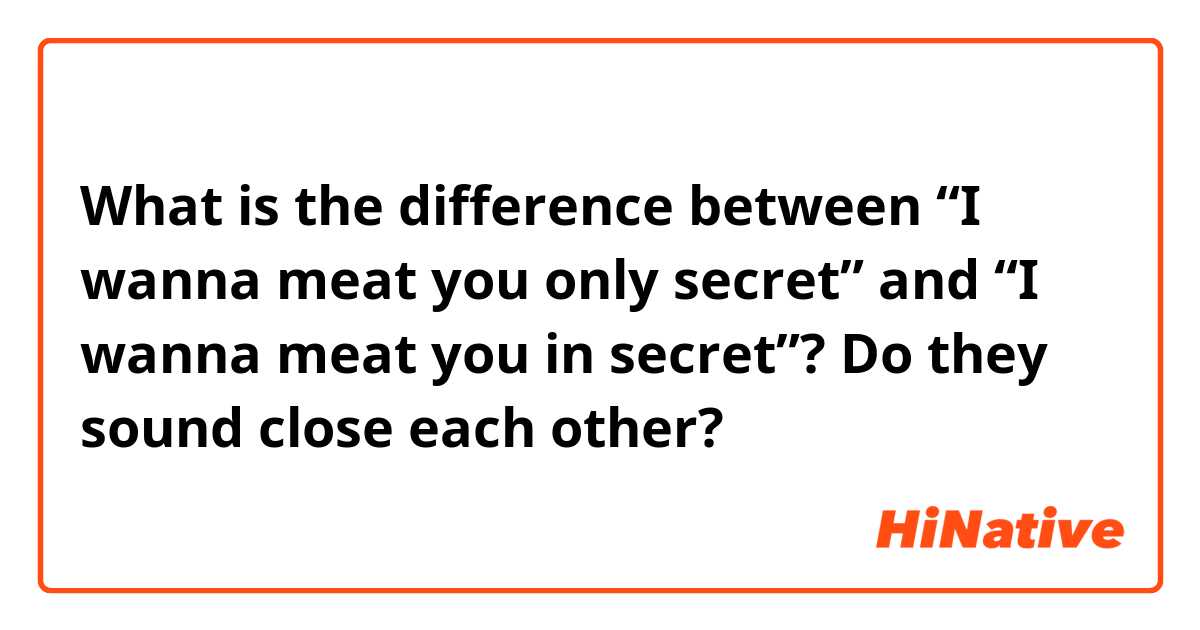 What is the difference between “I wanna meat you only secret” and “I wanna meat you in secret”?
Do they sound close each other?