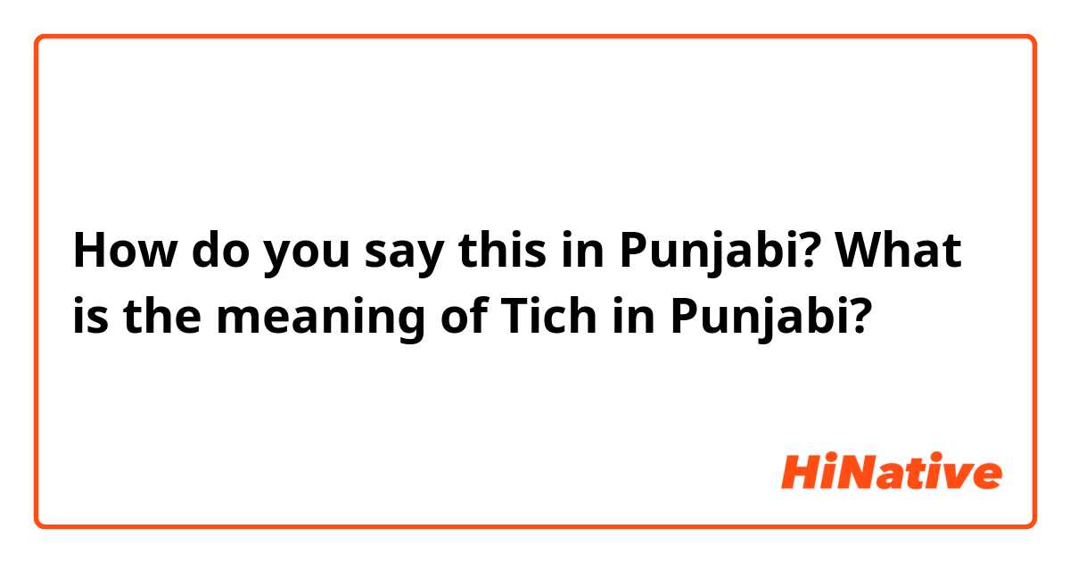 How do you say this in Punjabi? What is the meaning of Tich in Punjabi? 