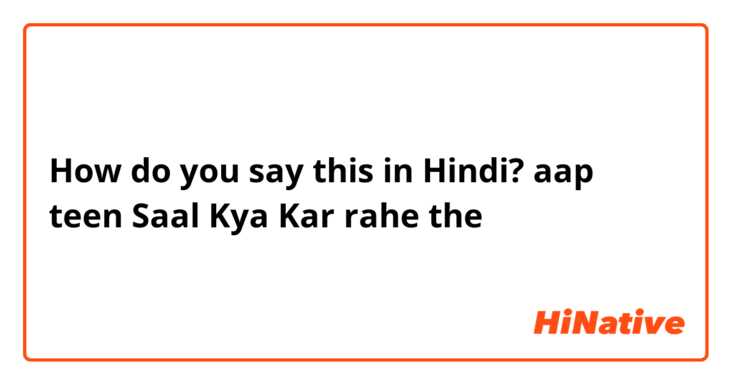 How do you say this in Hindi? aap teen Saal Kya Kar rahe the