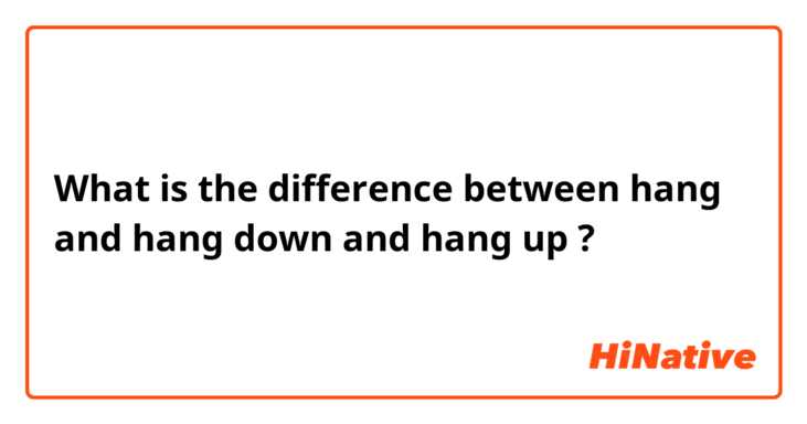 What is the difference between hang and hang down and hang up ?