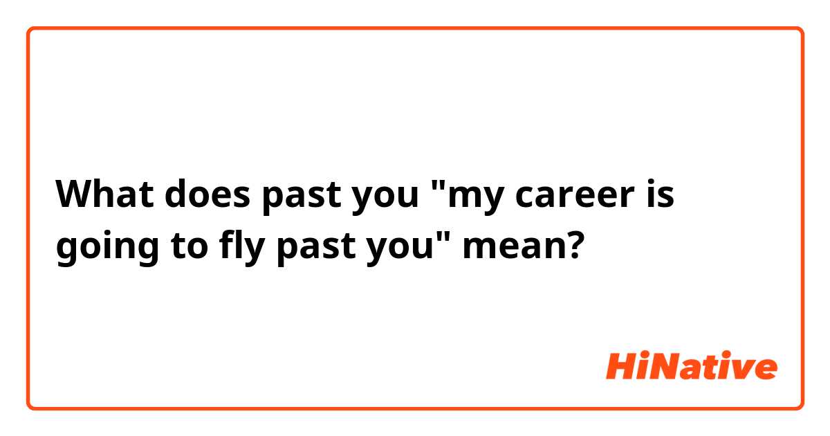 What does past you "my career is going to fly past you"  mean?