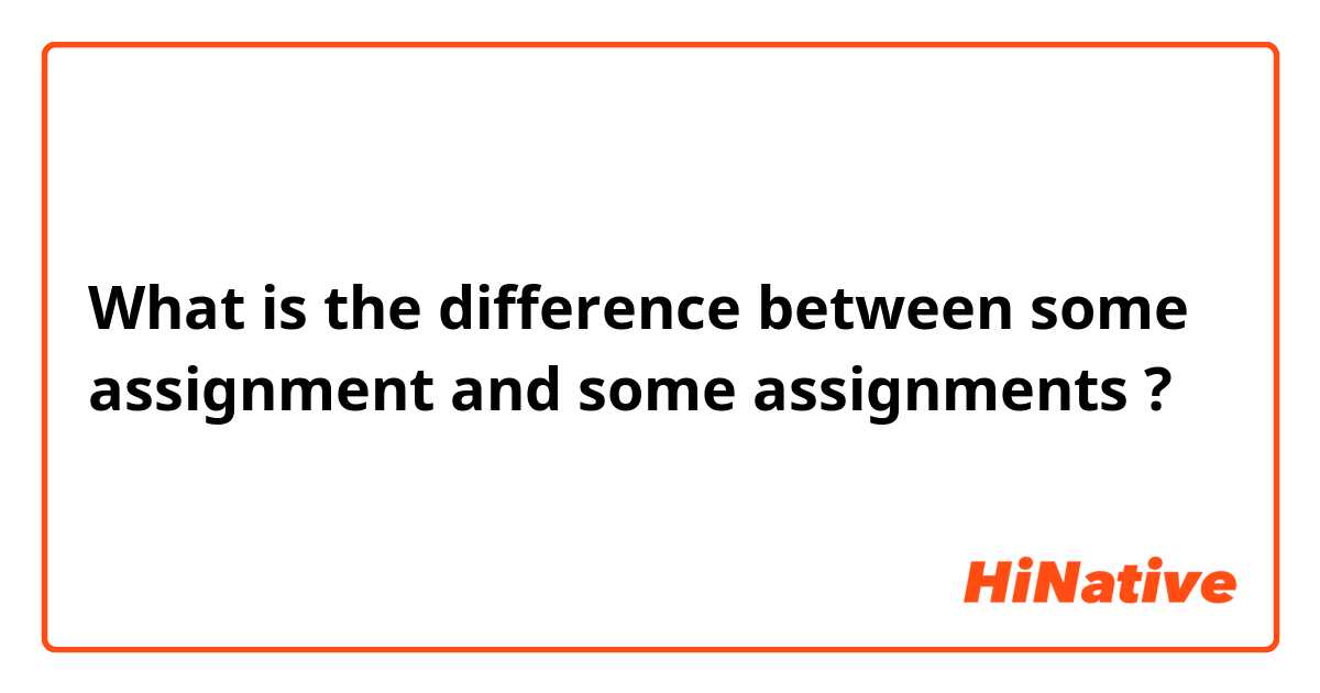 What is the difference between some assignment  and some assignments  ?