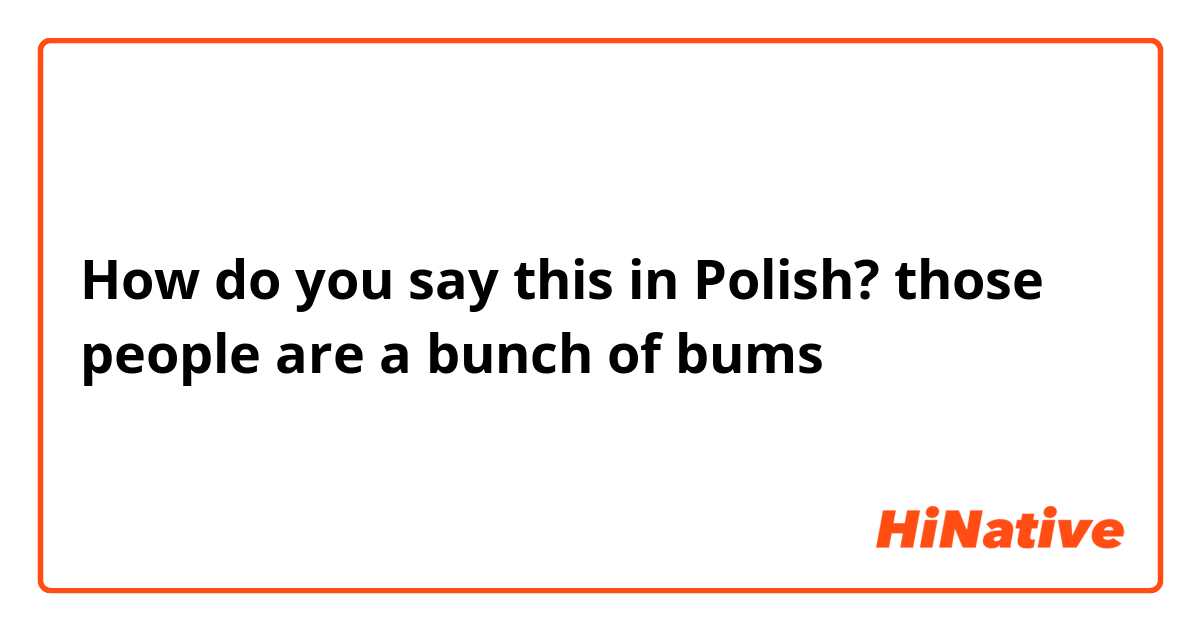 How do you say this in Polish? those people are a bunch of bums