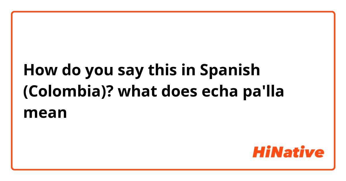 How do you say this in Spanish (Colombia)? what does echa pa'lla mean 