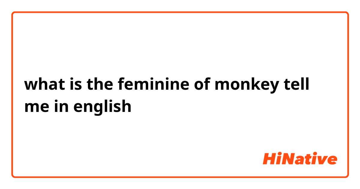 what is the feminine of monkey tell me in english