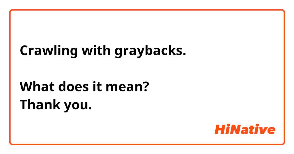 Crawling with graybacks.

What does it mean?
Thank you.