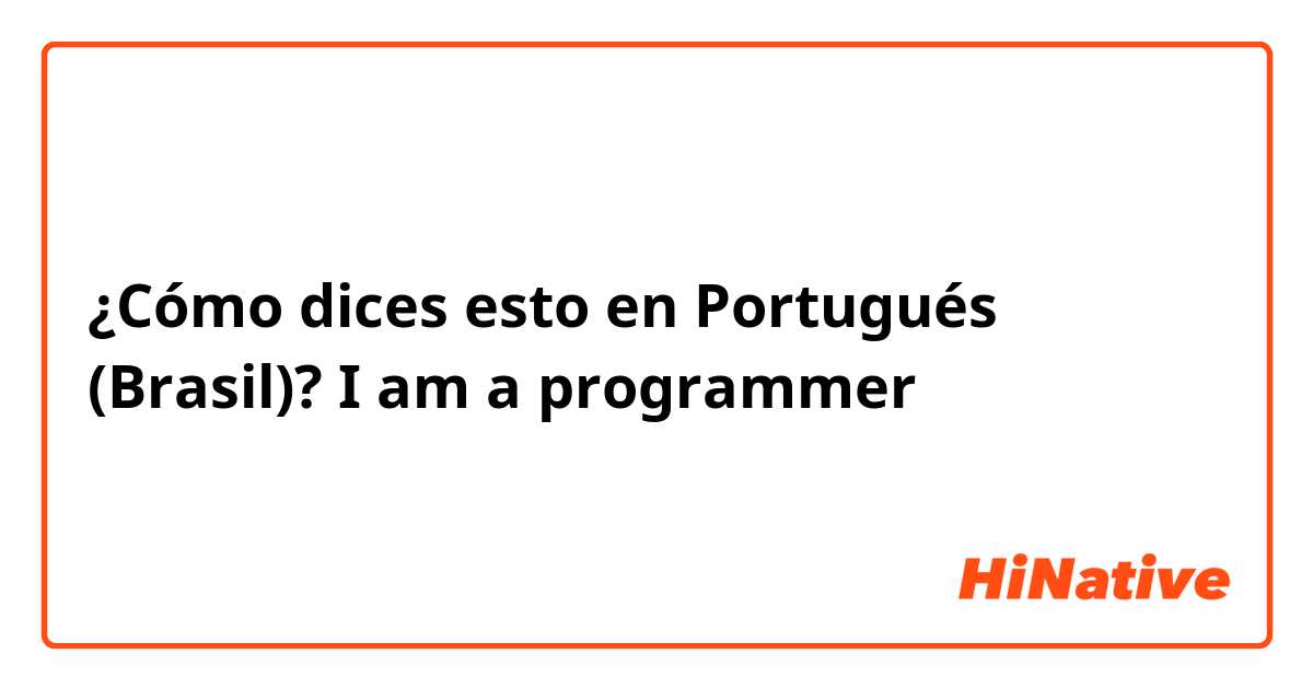 ¿Cómo dices esto en Portugués (Brasil)? I am a programmer