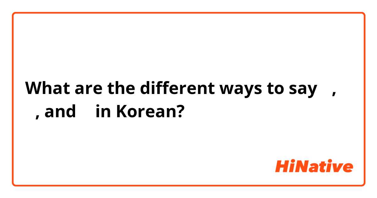 What are the different ways to say  이, 그, and 저 in Korean?