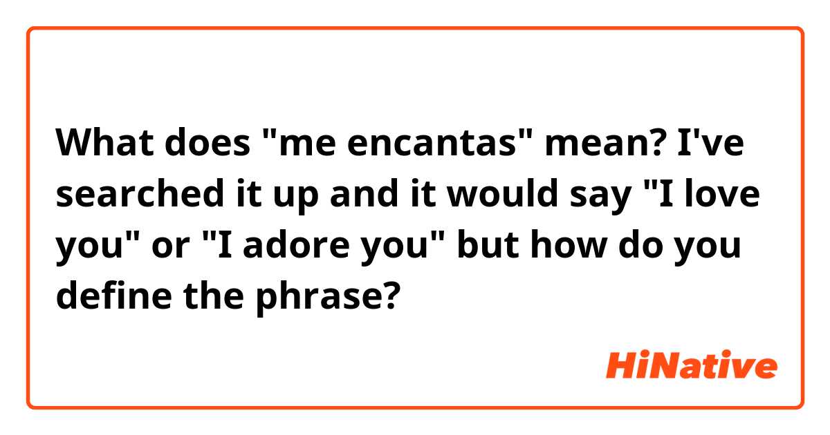 What does "me encantas" mean? I've searched it up and it would say "I love you" or "I adore you" but how do you define the phrase?