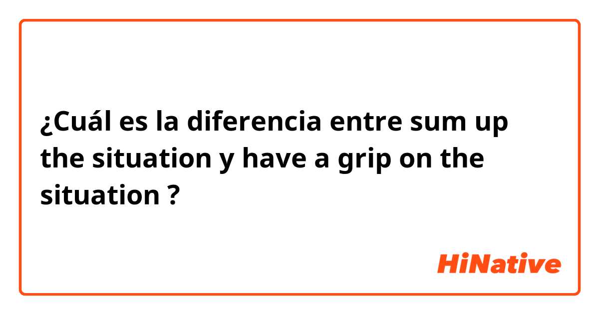 ¿Cuál es la diferencia entre sum up the situation  y have a grip on the situation  ?