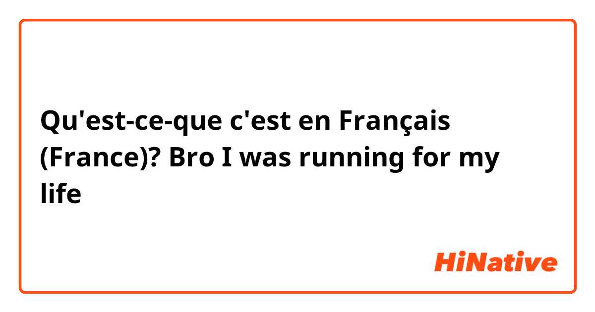 Qu'est-ce-que c'est en Français (France)? Bro I was running for my life 