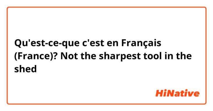 Qu'est-ce-que c'est en Français (France)? Not the sharpest tool in the shed