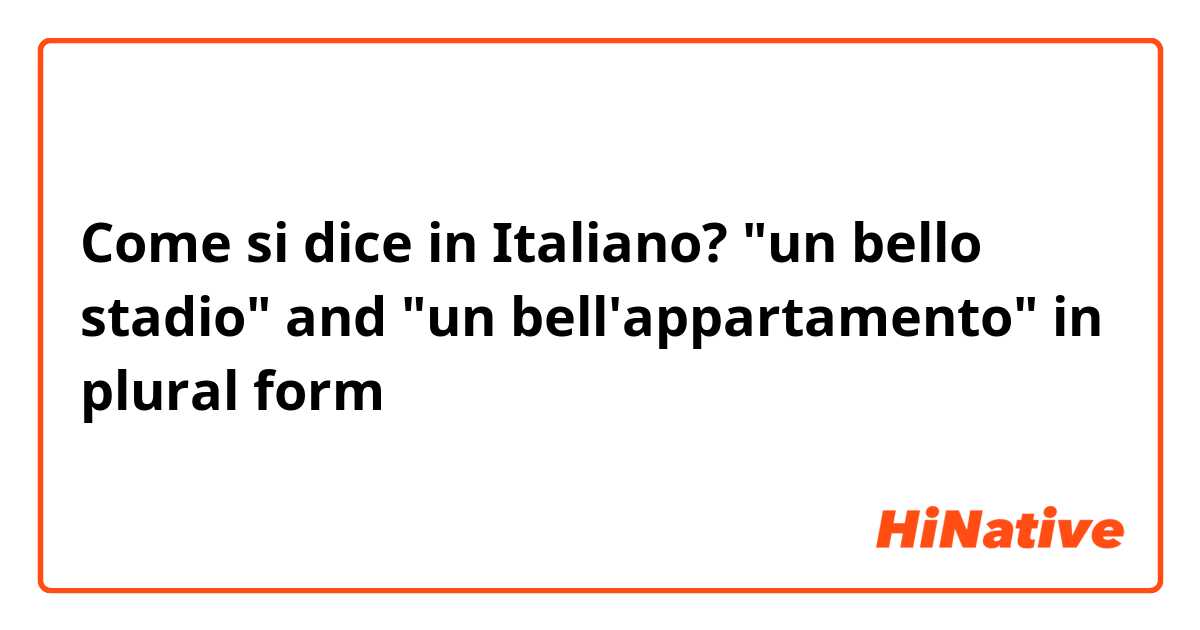 Come si dice in Italiano? "un bello stadio" and "un bell'appartamento" in plural form